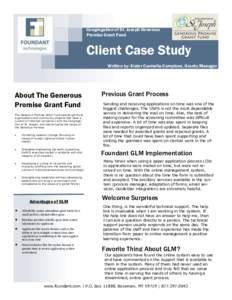 Congregation of St. Joseph Generous Promise Grant Fund Client Case Study Written by: Sister Carmella Campione, Grants Manager