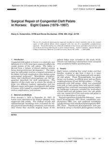 Surgical Repair of Congenital Cleft Palate in Horses: Eight Cases[removed])