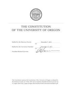 THE CONSTITUTION OF THE UNIVERSITY OF OREGON