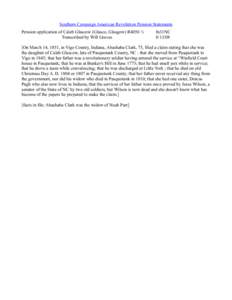 Southern Campaign American Revolution Pension Statements Pension application of Caleb Glascow (Glasco, Glasgow) R4056 ½ Transcribed by Will Graves fn31NC[removed]