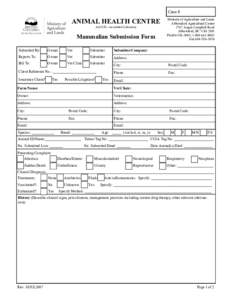 Case #  ANIMAL HEALTH CENTRE AAVLD—Accredited Laboratory  Mammalian Submission Form