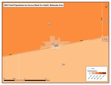 ´ 25 Rd 2013 Total Population by Census Block for Axtell, Nebraska Area  1421