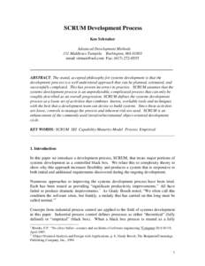 SCRUM Development Process Ken Schwaber Advanced Development Methods 131 Middlesex Turnpike Burlington, MA[removed]email [removed] Fax: ([removed]___________________________________________________________________