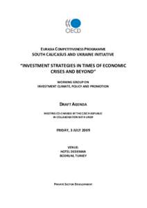EURASIA COMPETITIVENESS PROGRAMME SOUTH CAUCASUS AND UKRAINE INITIATIVE “INVESTMENT STRATEGIES IN TIMES OF ECONOMIC CRISES AND BEYOND” WORKING GROUP ON