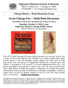 Loyola University Chicago / Chicago Public Library / Great Chicago Fire / Chicago / Edgewater /  New Jersey / University of Chicago Press / Illinois / Chicago metropolitan area / Edgewater /  Chicago