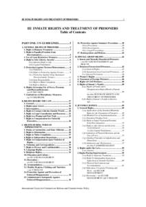 Inmate rights and treatment of prisoners (in: International prison policy development instrument)