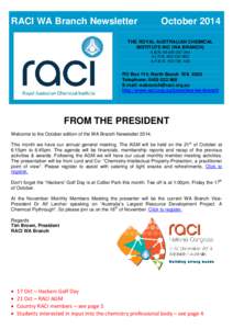 RACI WA Branch Newsletter:  December  2010