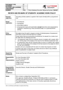 DOCUMENT TYPE ACADEMIC TEACHING AND LEARNING ASSESSMENT NUMBER