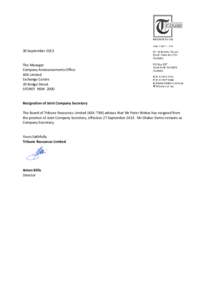 Microsoft Word[removed]Resignation of Joint Company Secretary