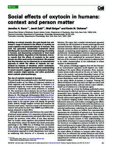 Social effects of oxytocin in humans: context and person matter