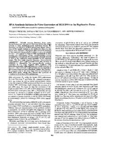 Proc. Nat.A d . Sei. USA Vol. 69, NO. 4, pp[removed], April 1972 RNA Synthesis Initiates In Vitro Conversion of M 1 3 DNA to Its Replicative Form (6x174 DNA/DNA initiation/DNA replication/rifampicin)