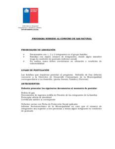 Intendencia Regional Magallanes y Antártica Chilena DEPARTAMENTO SOCIAL PROGRAMA SUBSIDIO AL CONSUMO DE GAS NATURAL