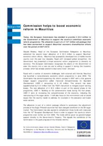 17 December[removed]EuropeAid Commission helps to boost economic reform in Mauritius