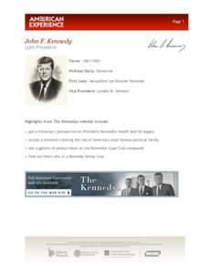 Page 1  John F. Kennedy 35th President  Terms: [removed]