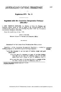 Regulations[removed]No. 11 Regulation under the Associations Incorporation[removed].*