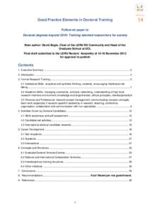 Oxford[removed]Good Practice Elements in Doctoral Training Follow-on paper to Doctoral degrees beyond 2010: Training talented researchers for society Main author: David Bogle, Chair of the LERU DS Community and Head of the