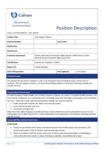 Position Description Version: [SYSTEM UPDATE] – CCID: UPDATE Position Title:  Care Support Worker