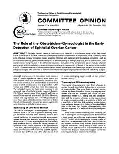 The American College of Obstetricians and Gynecologists Women’s Health Care Physicians COMMITTEE OPINION Number 477 • March 2011