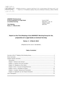 UNIDROIT Working Group for the preparation of a Legal Guide on Contract Farming UNIDROIT 2014 Study 80 A – Doc. 16