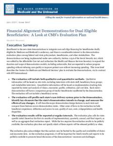 Financial Alignment Demonstrations for Dual Eligible Beneficiaries:  A Look at CMS’s Evaluation Plan