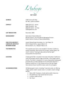 FACT SHEET  ADDRESS 1540 Camino Del Mar Del Mar, California 92014