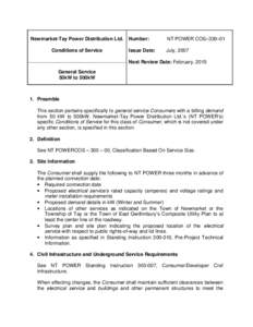 Newmarket-Tay Power Distribution Ltd. Conditions of Service Number:  NT POWER COS–330–01