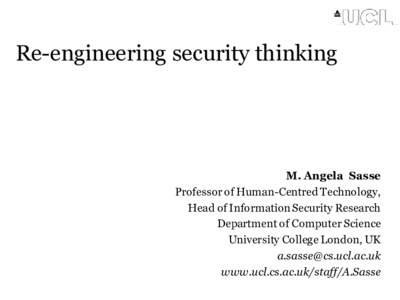 Not Designing for Homer Simpson Re-engineering security thinking A Human-Centred Approach to Security, Privacy, Identity and Trust  M.M.Angela