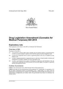 Drug Legislation Amendment (Cannabis for Medical Purposes) Bill 2014