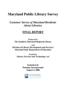 Public library / Library / Washington metropolitan area / Maryland / Geography of the United States / National Road / Baltimore County Public Library / Montgomery County /  Maryland / Library science / Southern United States / Marketing