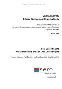 JISC & SCONUL Library Management Systems Study