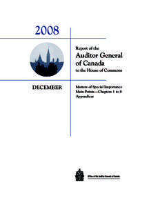 2008 Report of the Auditor General of Canada to the House of Commons