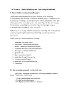 The Student Leadership Program Operating Guidelines