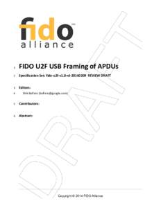 FIDO U2F USB Framing of APDUs