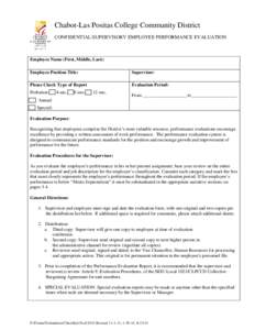 Chabot-Las Positas College Community District CONFIDENTIAL/SUPERVISORY EMPLOYEE PERFORMANCE EVALUATION Employee Name (First, Middle, Last): Employee Position Title: