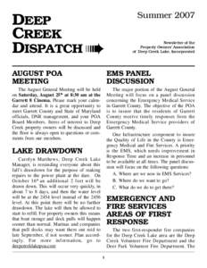 DEEP CREEK DISPATCH ➠ Summer 2007