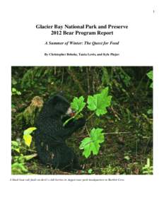 1  Glacier Bay National Park and Preserve 2012 Bear Program Report A Summer of Winter: The Quest for Food By Christopher Behnke, Tania Lewis, and Kyle Pinjuv