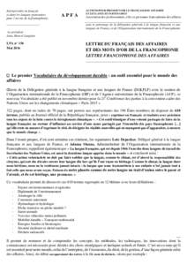 Entreprendre en français et dans les langues partenaires pour l’avenir de la francophonie. APFA