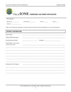 City of Ione Temporary Use Permit Application  City of IONE Updated: [removed]