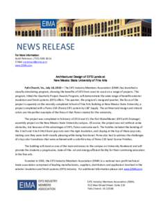 NEWS RELEASE For More Information: Scott Robinson, ([removed]E-Mail: [removed] www.EIMA.com
