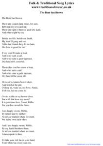 Folk & Traditional Song Lyrics - The Bent Sae Brown