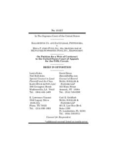 No[removed]In The Supreme Court of the United States ____________ HALLIBURTON CO. AND DAVID LESAR, PETITIONERS, V. ERICA P. JOHN FUND, INC. FKA ARCHDIOCESE OF