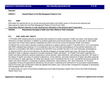 Department of Administrative Services  Main Operating Appropriations Bill H. B. 59