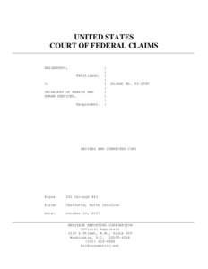 UNITED STATES COURT OF FEDERAL CLAIMS _____________________________________________________________________________________ HAZLEHURST, Petitioner,