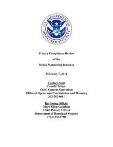 Privacy Compliance Review of the Media Monitoring Iniative