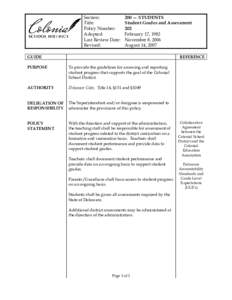 Section: Title: Policy Number: Adopted: Last Review Date: Revised: