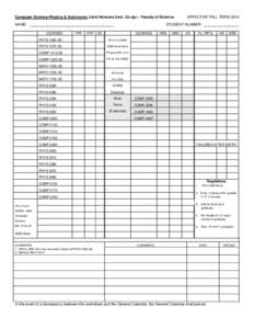 Computer Science-Physics & Astronomy Joint Honours (incl. Co-op) – Faculty of Science NAME: EFFECTIVE FALL TERM[removed]STUDENT NUMBER: