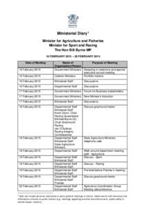 Bill Byrne MP Ministerial Diary