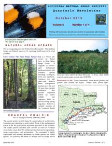 LOUISIANA NATURAL AREAS REGISTRY  Quarterly Newsletter October 2010 Volume 8