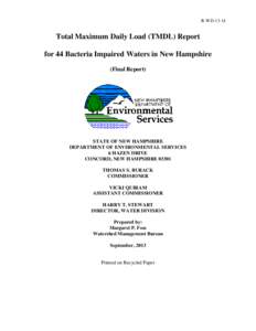 R-WD[removed]Total Maximum Daily Load (TMDL) Report for 44 Bacteria Impaired Waters in New Hampshire (Final Report)