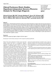 Original Article  Clinical Pertinence Metric Enables Hypothesis-Independent Genome-Phenome Analysis for Neurologic Diagnosis